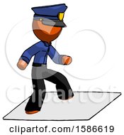Poster, Art Print Of Orange Police Man On Postage Envelope Surfing