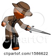 Poster, Art Print Of Orange Detective Man Sword Pose Stabbing Or Jabbing