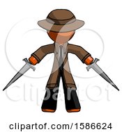 Orange Detective Man Two Sword Defense Pose