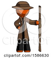 Orange Detective Man Holding Staff Or Bo Staff