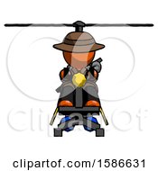 Orange Detective Man Flying In Gyrocopter Front View