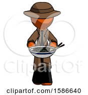 Poster, Art Print Of Orange Detective Man Serving Or Presenting Noodles