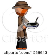 Poster, Art Print Of Orange Detective Man Holding Noodles Offering To Viewer