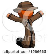 Orange Detective Man Jumping Or Kneeling With Gladness