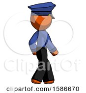 Poster, Art Print Of Orange Police Man Walking Away Direction Right View