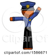 Poster, Art Print Of Orange Police Man Directing Traffic Left