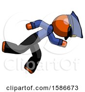 Poster, Art Print Of Orange Police Man Running While Falling Down