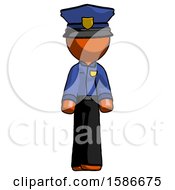 Orange Police Man Walking Front View