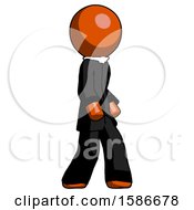 Poster, Art Print Of Orange Clergy Man Walking Turned Right Front View