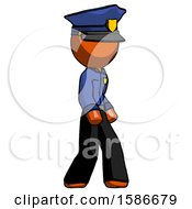 Poster, Art Print Of Orange Police Man Walking Turned Right Front View