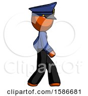Poster, Art Print Of Orange Police Man Walking Right Side View