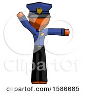 Poster, Art Print Of Orange Police Man Directing Traffic Right
