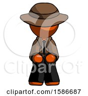 Poster, Art Print Of Orange Detective Man Squatting Facing Front
