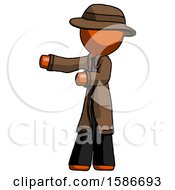 Poster, Art Print Of Orange Detective Man Presenting Something To His Right