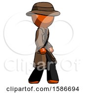 Poster, Art Print Of Orange Detective Man Walking Turned Right Front View