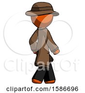 Poster, Art Print Of Orange Detective Man Walking Away Direction Right View