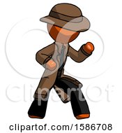 Poster, Art Print Of Orange Detective Man Martial Arts Defense Pose Right