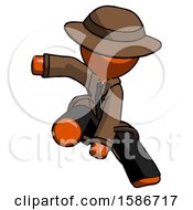 Poster, Art Print Of Orange Detective Man Action Hero Jump Pose