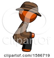 Poster, Art Print Of Orange Detective Man Squatting Facing Right