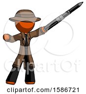 Poster, Art Print Of Orange Detective Man Demonstrating That Indeed The Pen Is Mightier