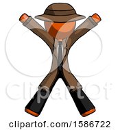 Poster, Art Print Of Orange Detective Man Jumping Or Flailing