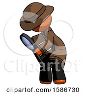 Poster, Art Print Of Orange Detective Man Inspecting With Large Magnifying Glass Left