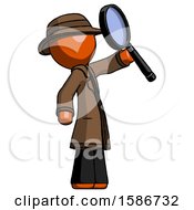 Poster, Art Print Of Orange Detective Man Inspecting With Large Magnifying Glass Facing Up