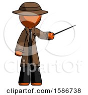 Poster, Art Print Of Orange Detective Man Teacher Or Conductor With Stick Or Baton Directing