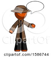 Poster, Art Print Of Orange Detective Man With Word Bubble Talking Chat Icon