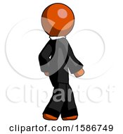 Poster, Art Print Of Orange Clergy Man Walking Away Direction Right View