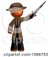Poster, Art Print Of Orange Detective Man Holding Sword In The Air Victoriously