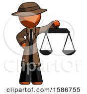 Poster, Art Print Of Orange Detective Man Holding Scales Of Justice