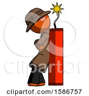 Poster, Art Print Of Orange Detective Man Leaning Against Dynimate Large Stick Ready To Blow