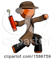 Poster, Art Print Of Orange Detective Man Throwing Dynamite