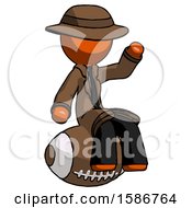 Poster, Art Print Of Orange Detective Man Sitting On Giant Football