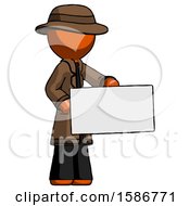 Poster, Art Print Of Orange Detective Man Presenting Large Envelope