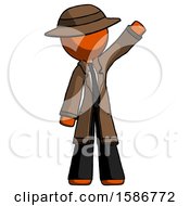 Orange Detective Man Waving Emphatically With Left Arm