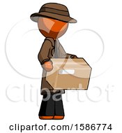 Poster, Art Print Of Orange Detective Man Holding Package To Send Or Recieve In Mail