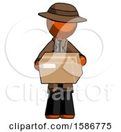 Poster, Art Print Of Orange Detective Man Holding Box Sent Or Arriving In Mail