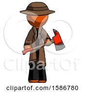 Poster, Art Print Of Orange Detective Man Holding Red Fire Fighters Ax