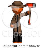Poster, Art Print Of Orange Detective Man Holding Up Red Firefighters Ax