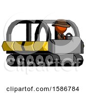 Poster, Art Print Of Orange Detective Man Driving Amphibious Tracked Vehicle Side Angle View