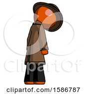 Poster, Art Print Of Orange Detective Man Depressed With Head Down Back To Viewer Right