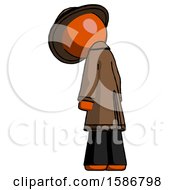 Poster, Art Print Of Orange Detective Man Depressed With Head Down Back To Viewer Left