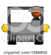 Poster, Art Print Of Orange Detective Man Driving Amphibious Tracked Vehicle Front View
