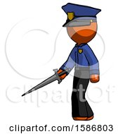 Orange Police Man With Sword Walking Confidently