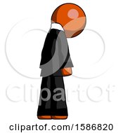 Poster, Art Print Of Orange Clergy Man Depressed With Head Down Back To Viewer Right