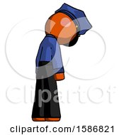 Poster, Art Print Of Orange Police Man Depressed With Head Down Back To Viewer Right