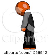 Poster, Art Print Of Orange Clergy Man Depressed With Head Down Back To Viewer Left