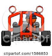 Poster, Art Print Of Orange Police Man Riding Sports Buggy Front View